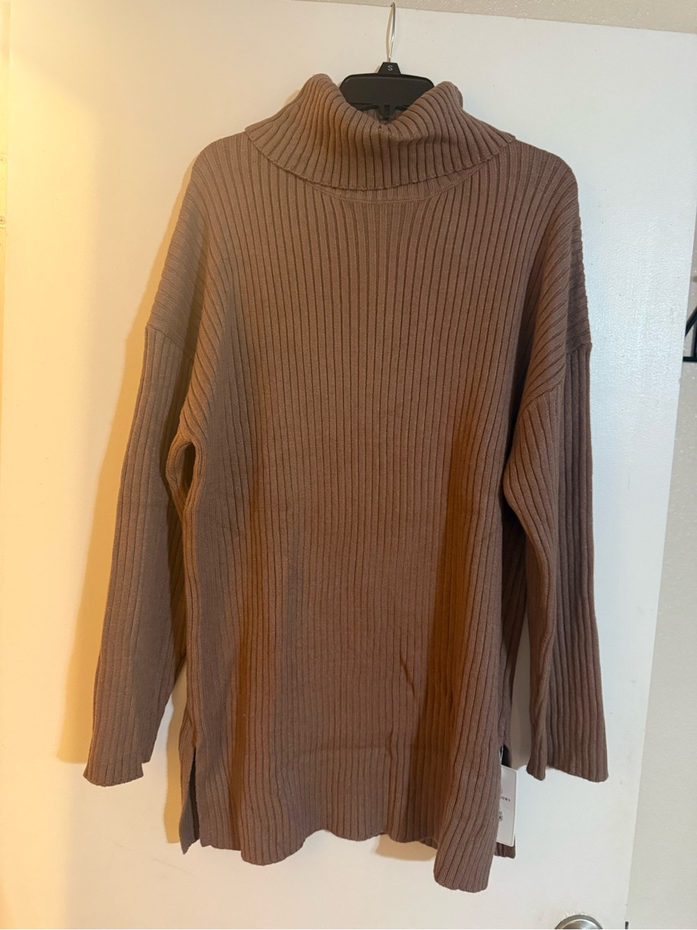LILLUSORY NWT Brown Oversized Ribbed Turtleneck Sweater dress S